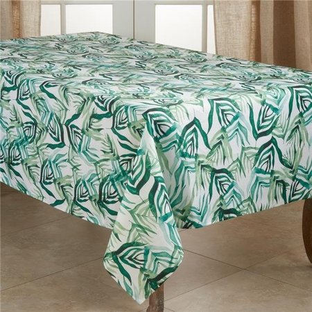SARO LIFESTYLE SARO 8819.G6590B 65 x 90 in. Oblong Stylish Tablecloth with Green Rainforest Design 8819.G6590B